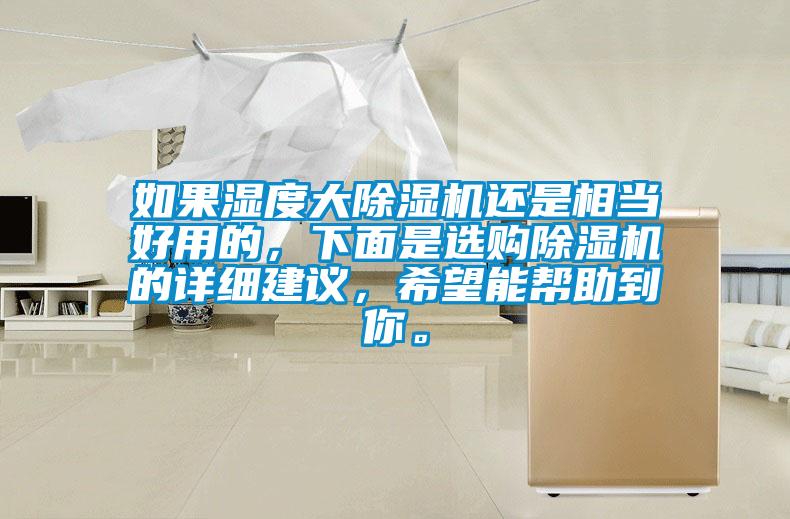 如果濕度大除濕機還是相當好用的，下面是選購除濕機的詳細建議，希望能幫助到你。